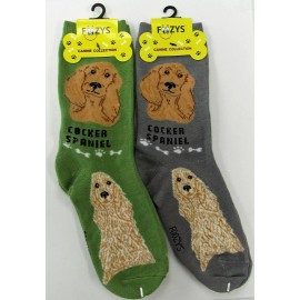 Foozys Cocker Spaniel Dog Socks 2 Pairs Women's Foozys Canine Puppy Breed Rescue Cute