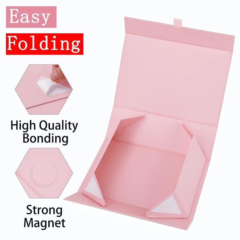 PLINJOY Pink Gift Box for Presents 10.8x7.5x3.5 Inches Magnetic Gift