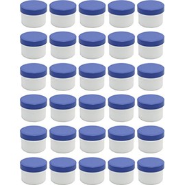 30 ointment containers, cream containers, flat ointment jar, 35 ml capacity with blue lids, made in Germany
