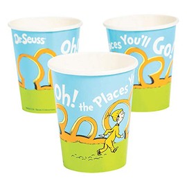 Fun Express Dr. Seuss Oh, The Places You'll Go Paper Cups (3.75") - Perfect for Parties & Celebrations - 8 Pcs