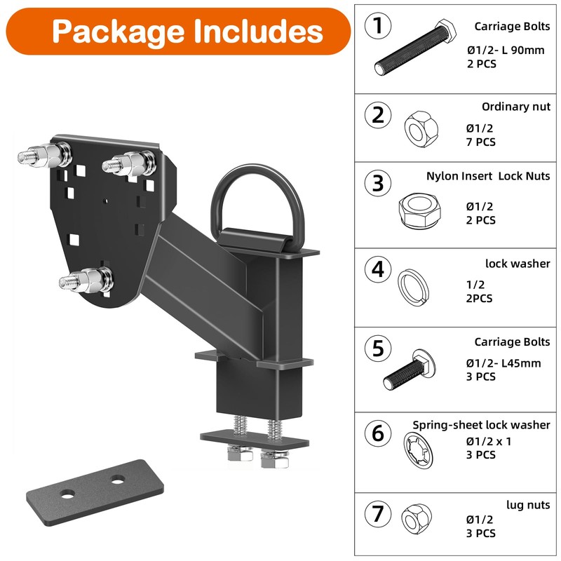 Jorohiker Stake Pocket Spare Tire Carrier with D-Ring ,Spare Tire