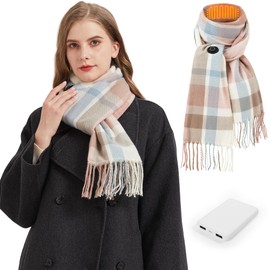 JOYTEK Heated Scarf for Women Rechargeable, Heated Scarf for Men Three Temp Settings with 5000mah Battery Heated Scarf Rechargeable Neck Heating Pad-Black Grey