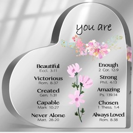 Inspirational Christian Gifts for Women, Encouragement Spiritual Sign Gifts for Mom Friend Sister, Positive Affirmation Decor with Bible Verse, Table Shelf Desk Accessories Decorations