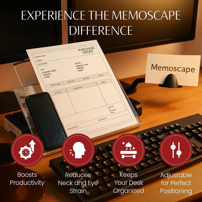 MemoScape Adjustable in-Line Document Holder for Typing | Reduces Neck