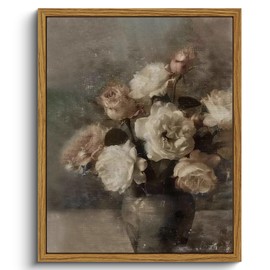 VIYYIEA Framed Canvas Wall Art Home Decor Vintage Floral Wall Print for Living Room Rose Flower Pictures Wall Decor Aesthetic Botanical Room Decor Canvas Paintings Wall Decorations Bedroom 8x10in