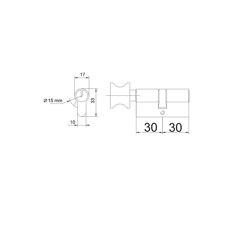 Profile Knob Cylinder Profile Cylinder Lock Cylinder with Knob, Brass