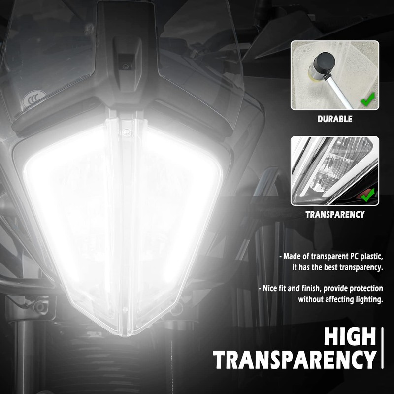 Lorababer Motorcycle Front Headlight Protector Head Light Lens Shield Guard