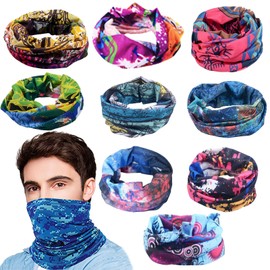 MADELALU Bandanas de Hombre Mujeres, 9pcs Bandas Deportivas Diademas, Banda para el Sudor y Deportes Diadema, Mujer Bandanas Hombre elástico Magia Bufanda, para Senderismo, Correr, Ciclismo