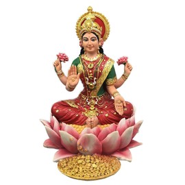 PT Pacific Trading Lakshmi Hindu Goddess on Lotus Statue Sculpture
