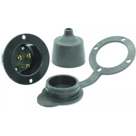 Journeyman-Pro RV & Boat 125V 15A, Outdoor Power Inlet Port - Receptacle Covers 5-15 - With/Front Rubber Cover