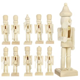 MAGICLULU 12Pcs Unfinished Wooden Nutcracker Wooden Nutcracker to Paint Wooden Color Nutcracker for DIY Craft,Christmas