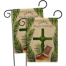 Ornament Collection Happy Palm Sunday Burlap Garden Flag 2pcs Pack Religious Faith Hope Grace Peace Dove Christian Religion Easter House Decoration Banner Small Yard Gift Double-Sided, Made in USA
