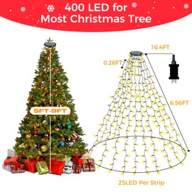 litogo Christmas Tree Lights Mains Powered, 2M 400 LEDs Xmas Tree Lights with Remote Control, Warm White Tree Lights for Indoor and Outdoor Decoration