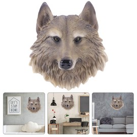 IMIKEYA Animal Head Wall Art Resin Wolf Head Plaque Wall Sculpture Wolf Face Mini Bust Wall Hanging Decoration for Indoor Study Room Ornament Gift (Wolf Head Ornament)