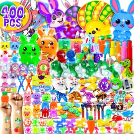 Olganicor 400 PCS Easter Party Favors for Kids, Bulk Egg Fillers Basket Stuffers, Fidget Toys Treasure Box for Classrooms Prizes Hunt Games Gifts