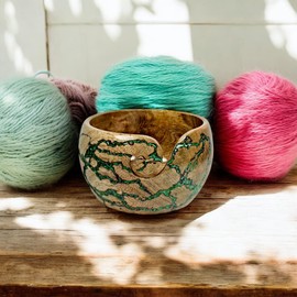 Lumberkart Handmade Wooden Yarn Bowl - Premium Yarn Bowls for Crocheting & Knitting - Handcrafted Wooden Crochet Bowl - Yarn Holder for Tangle-Free Yarn Control (Green)