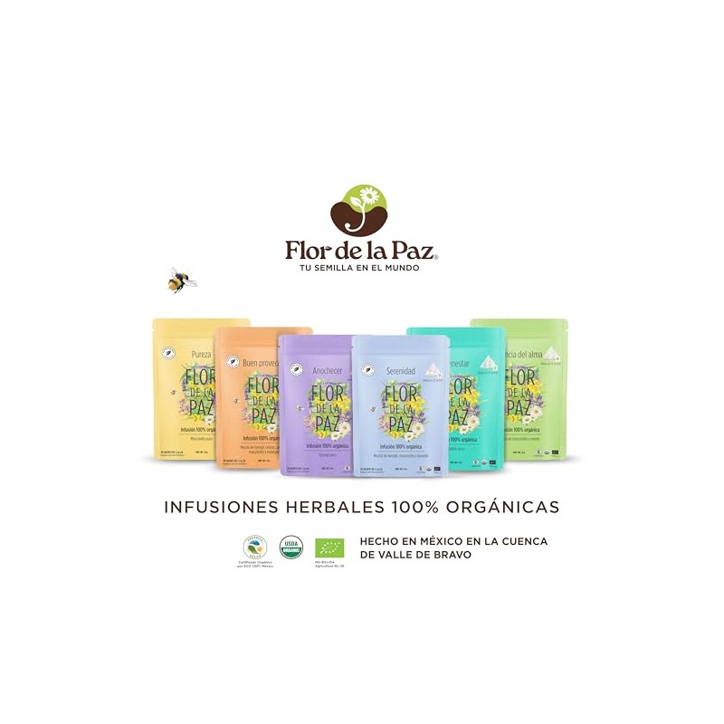 Flor Paz Caja Surtido Variedad Sabores Infusión Herbal Orgánica Artesanal