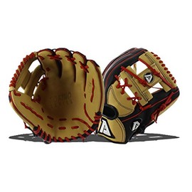 Akadema Torino Series Baseball Infielders Gloves, Black/Sandstone/Red, Left Hand