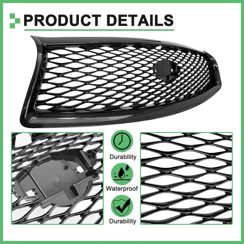 MATMACRO Gloss Black Grille For Infiniti Q50 Front Hood Upper
