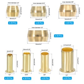 PATIKIL 160Pcs Brass Compression Fittings Assortment Kit, 1/4" 5/16" 3/8" 1/2" Compression Sleeves Ferrules and Insert for Connecting Air, Fuel, Water, Oil and Inert Gases Lines