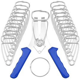 23PCS Miter Spring Clamps Kit for Woodworking 1PC Spring Loaded Pliers with 21PCS Miter Clamps for Picture Frames,Wood Trim,Moldings with 1 Storage Ring (Blue)