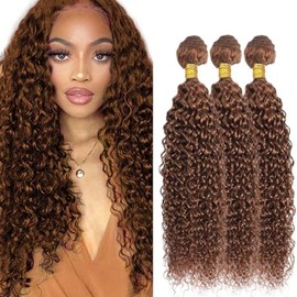Color #30 Bundle Light Brown Kinky Curly Human Hair Bundles 20 22 24 Inch Light Brown Bundle Color #30 Kinky Curly Bundles Human Hair Extensions