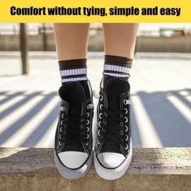 Leikedun 2 Pairs Elastic Laces, 1.2m No Tie Shoe Laces for Adults Kids, No Tie Elasticated Laces for Trainers with Metal Buckles (Black)