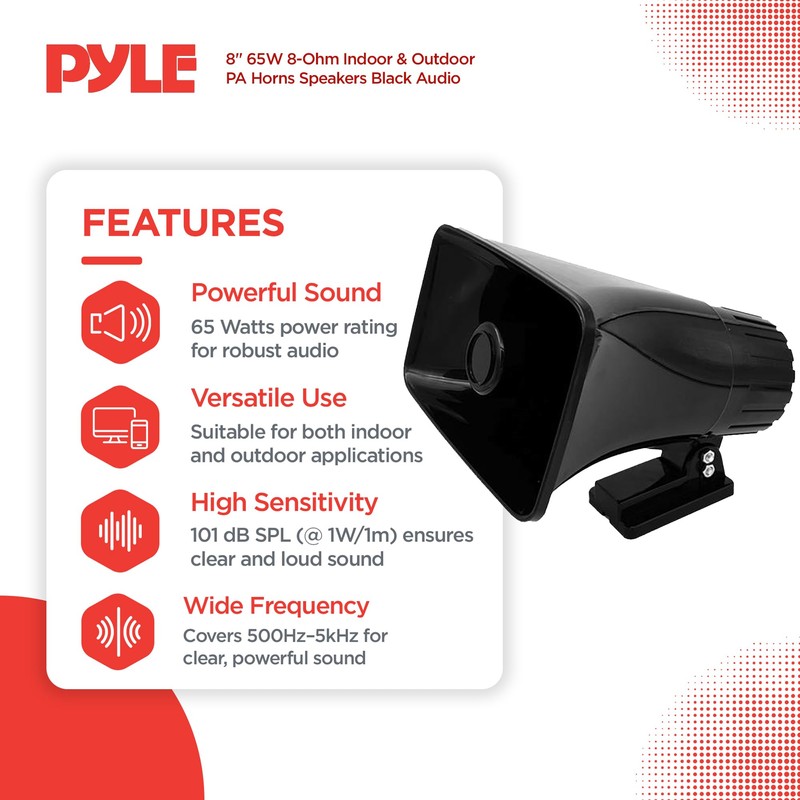 Pyle 4 Pack 8" Portable PA Horn Speaker for Indoor/Outdoor