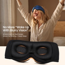 LC-dolida Bluetooth Sleep Mask Headphones 3D Deep Eye Mask with Headphones,Can Play 15 Hours Breathable 200% Blackout Plane Travel Essentials,Sleep Mask Blackout with Travel Bag Tech Gadgets