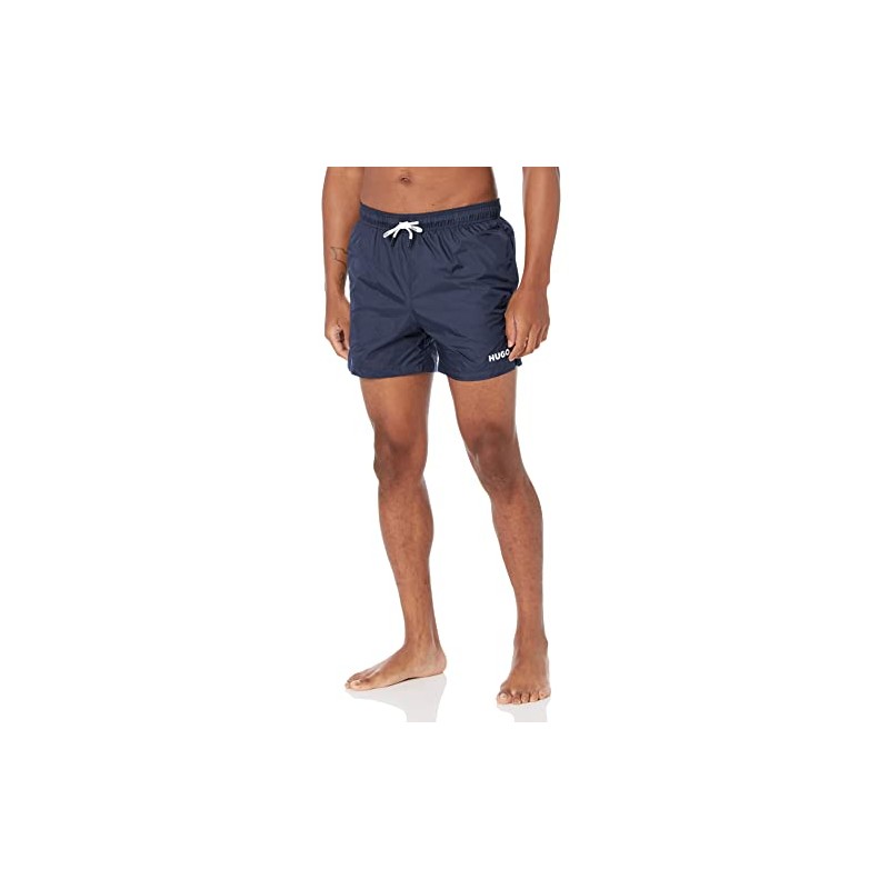 HUGO Men's Standard Small Logo Quick Dry Swim Trunks, Basic