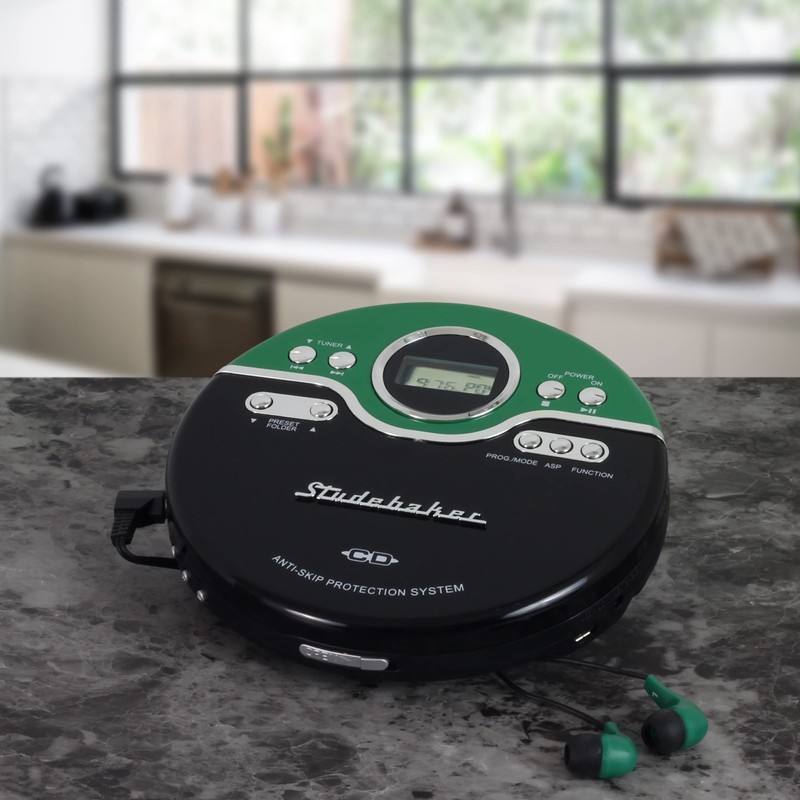 Studebaker Green Retro Portable CD Player | CD-R/RW MP3 Playback