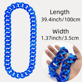 LCPQMZGH Plastic Hip Hop Chain Necklace, 80s 90s Costume Accessory, Men's Chunky Necklace, Big Chunky Gold Chain, 40", Blue