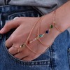 Atentuyi Layered Crystal Finger Ring Bracelet Gold Hand Chain Harness