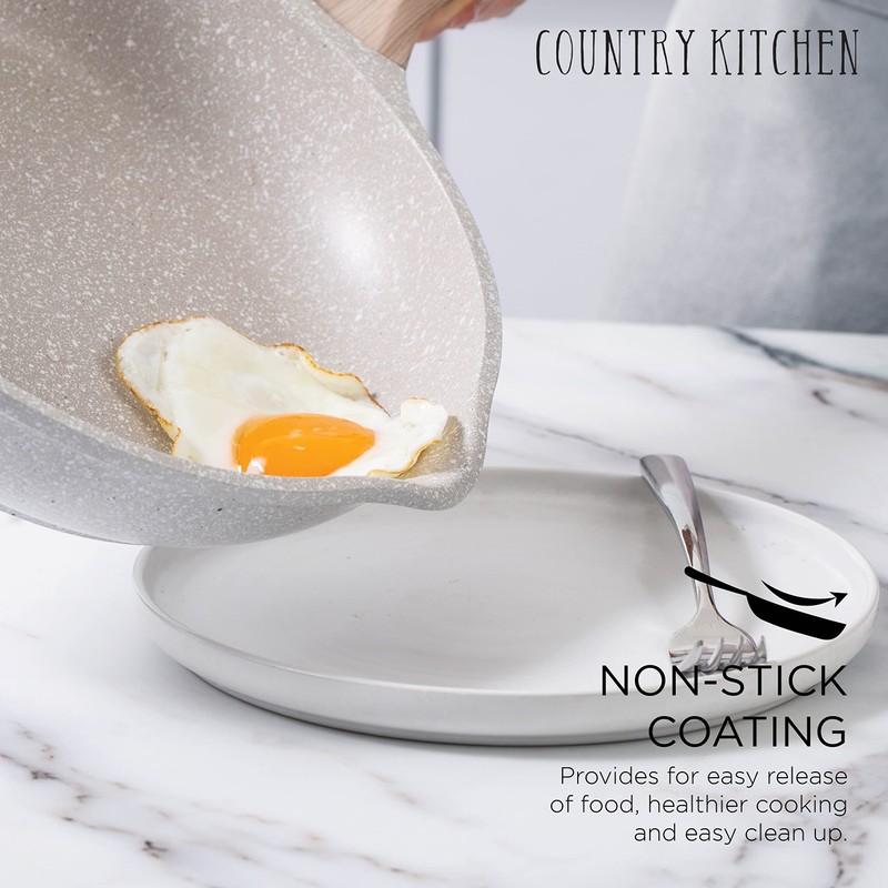 Country Kitchen Non-Stick Cast Aluminum Cookware Set - Durable Kitchen