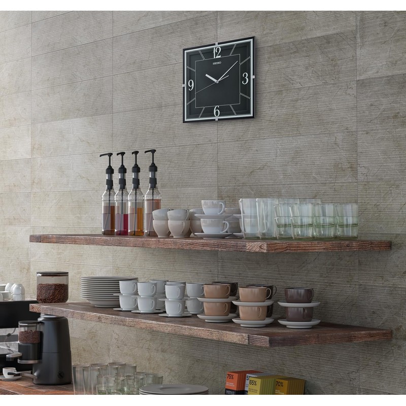 Seiko Lanvin Non Ticking Wall Clock, Black, 11 Inch