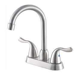 HOTIS HOME Bathroom Sink Faucet, 2 Handle 4 Inch Centerset RV Bathroom Faucet, Small Brushed Nickel Bathroom Faucet for Sink 3 Hole, Camper Silver Stainless Steel Lavatory Vanity Bath Faucet