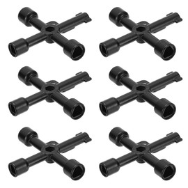 PATIKIL 4 Way Utility Key, 6 Pack Multifunction Triangle Square Panel Cross Sillcock Key Gas Water Meter Keys Wrench for Valve Spigots Electrical Cabinet Opening, Black