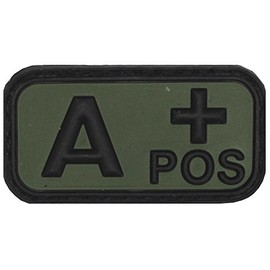 Klettabzeichen, schwarz/oliv, Blutgruppe "A POS", 3D