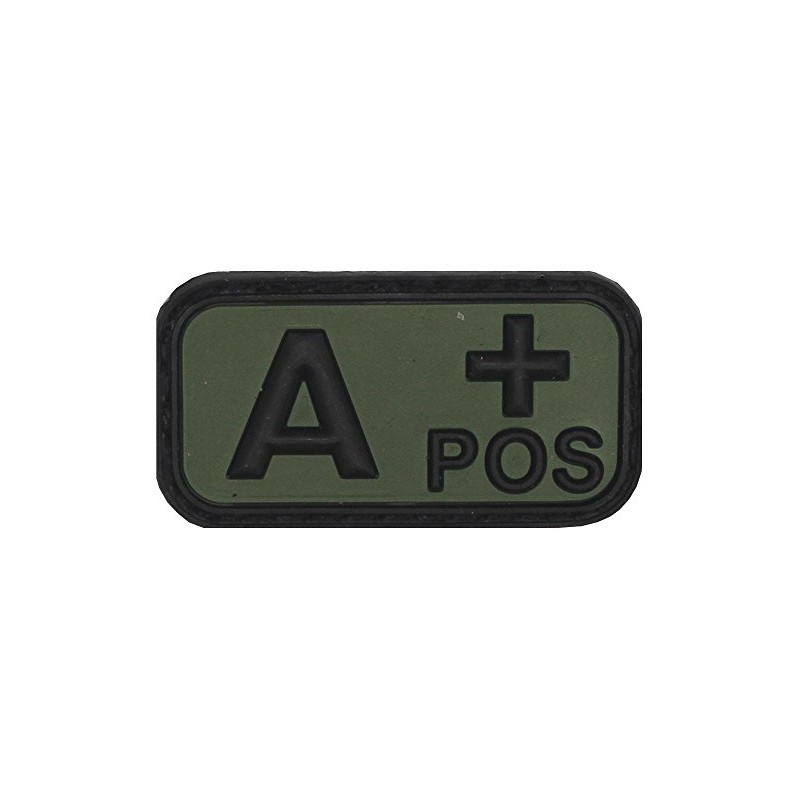 Klettabzeichen, schwarz/oliv, Blutgruppe "A POS", 3D