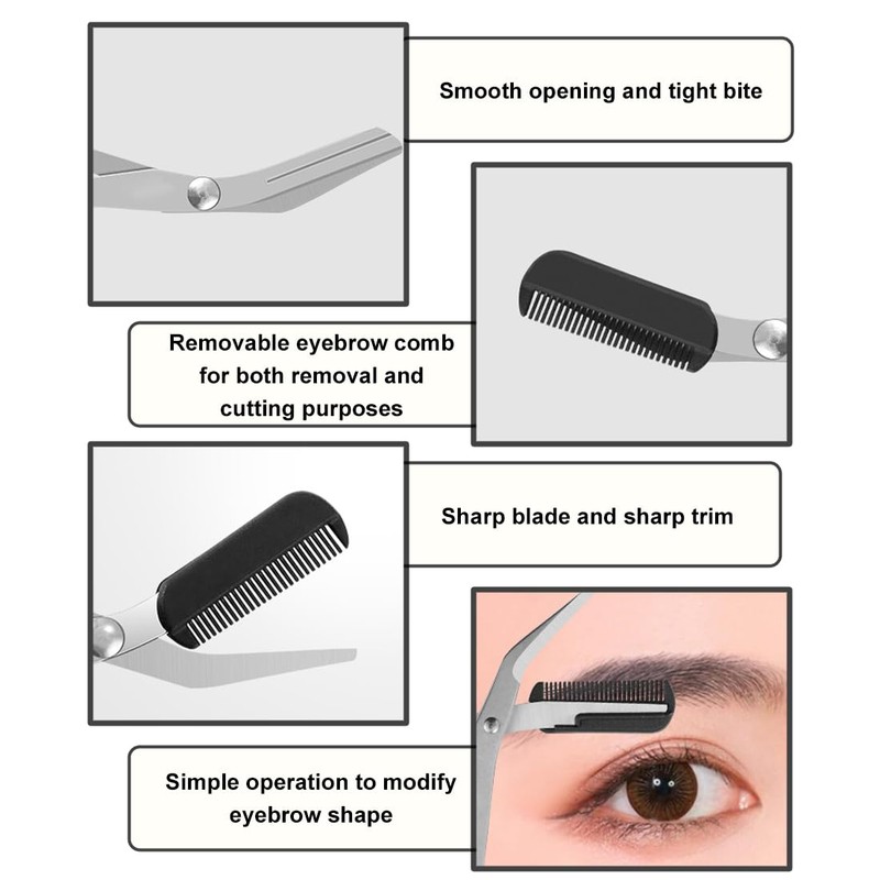 Jitnga Pack of 2 Eyebrow Scissors with Removable Eyebrow Comb