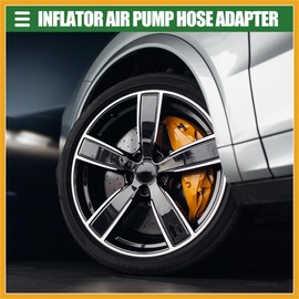 Partuto Universal Inflator Air Pump Hose Adapter Tyre Valve Inflator Hose with Lock on Air Chuck, 100cm Hose Length, Close, Copper Steel Rubber, Black Replacement