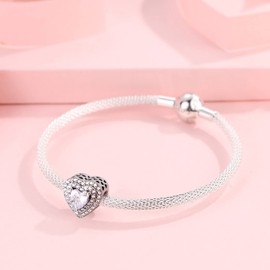 BIZK Holiday Charm Pendant Women's for Bracelet 925 Sterling Silver Charm Bead Pendant for European Bracelets and Necklaces, Sterling Silver, Cubic Zirconia