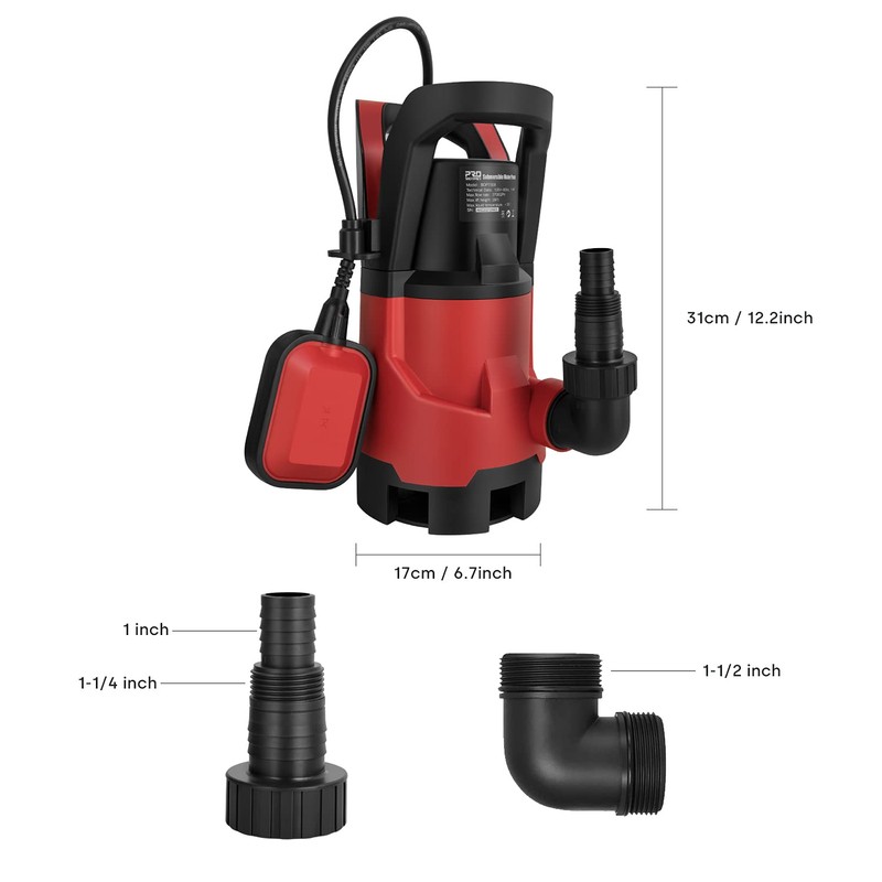 Sump Pump,1HP Submersible Electric Water Pump with 3700GPH Automatic Float