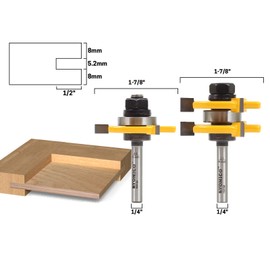 YONICO Router Bits Tongue & Groove Set 1/4-Inch Plywood Panel 2 Bit 1/4-Inch Shank 15231q