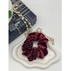 Velvet Hair Scrunchies Set, Burgundy with Rhinestones, Black Bow Hair