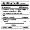 LiteHistory e12 led dimmable g16.5 Light Bulb 6W Equal 60
