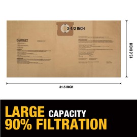 DEWALT DXVA19-4101 Disposable Dust Filter Bags, High Efficiency Replacement Bags for DEWALT Shop Vac 6-10 Gallon, Wet Dry Vac Accessories, Dust Collection Bag Vacuum Bag, 4 Pack