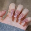 Long Coffin Press on Nails Light Pink Cat Eye Fake
