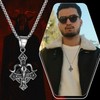 JewelryWe Silver Unique Adventurous Necklace： Men's Satanic Goat Head Upside