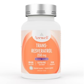 Arcwell Ultra Pure >98% trans-Resveratrol 250 mg per Capsule - 60 Vegetable Capsules | High Potency Antioxidant